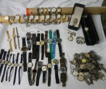 A large mixed lot of ladies and gents wristwatches (approximately 46) together with miscellaneous