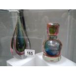 A Murano style art glass vase and a Murano style art glass scent bottle.