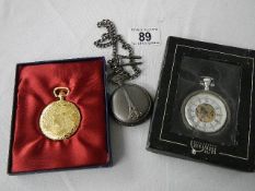 Three modern pocket watches,