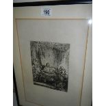 An antique framed and glazed engraving, in good condition, 38 x 51 cm.