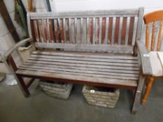 A wooden garden bench