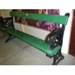 A heavy cast iron garden bench.