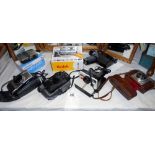 A quantity of various cameras including Kodak, Minolta 200, Ilford Sportsman, Polaroid, Olympus 110,