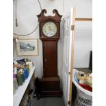 A Victorian oak 30 hour longcase Grandfather clock with round painted face 'Smith Alfreton'