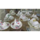 6 Royal Albert teacups and saucers together with 3 Rosina floral tea cups and saucers.