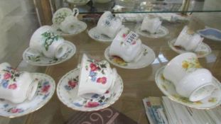 6 Royal Albert teacups and saucers together with 3 Rosina floral tea cups and saucers.