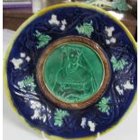 A 19th century or earlier majolica portrait plate.