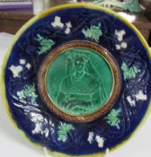 A 19th century or earlier majolica portrait plate.