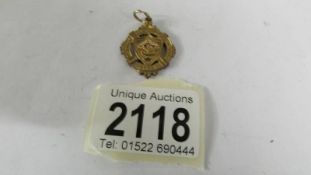 A Glasgow Corporation Bowling Medal dated 1908, (ring marked 9ct,