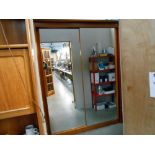 A large teak effect wardrobe with 2 mirrored doors and adjustable shelves, height 216cm,