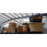 A large lot of wicker baskets and quantity of empty boxes