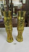 A pair of WW1 French 75 mm brass shell vases (Trench art) circa 1917. 34 cm high.