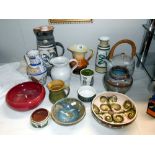 A selection of mainly mid 20c british art/studio pottery, etc, including Cinque Ports, Rye,