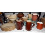 A quantity of various pottery including Denby etc 2 items are a/f