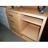 A beech effect office unit, a/f height 75.5cm, width 83cm approx.