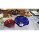 6 studio glass bowls.