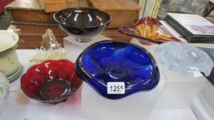 6 studio glass bowls.
