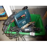 A Black and Decker hand drill and jigsaw and a Craft angle grinder,