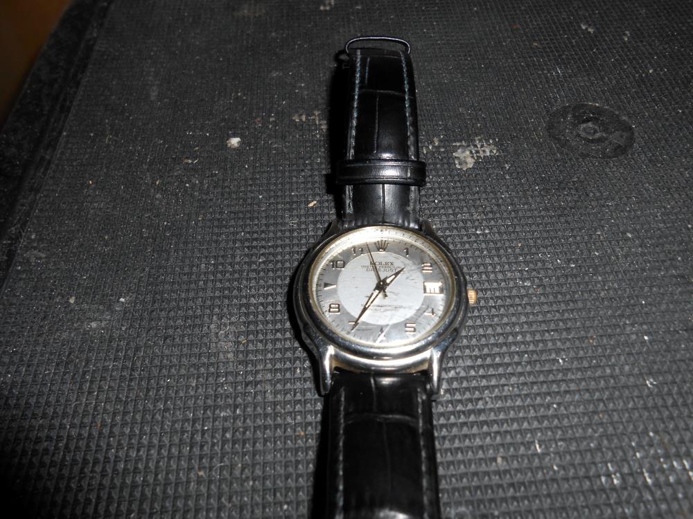 A Rolex Oyster perpetual date set wrist watch on replacement strap. - Image 7 of 9