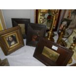 Three oak framed pictures and one other.