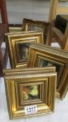 4 small gilt framed portrait prints.