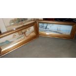 A pair of framed and glazed Japanese early 20c watercolours, rural landscapes,