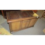 An oak and ply blanket box.