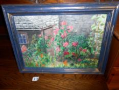 A 20c pastel 'Cottage Garden Corner' by D Webster, framed and glazed,