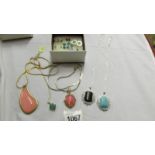 5 stone set pendants and 9 pairs of earrings.