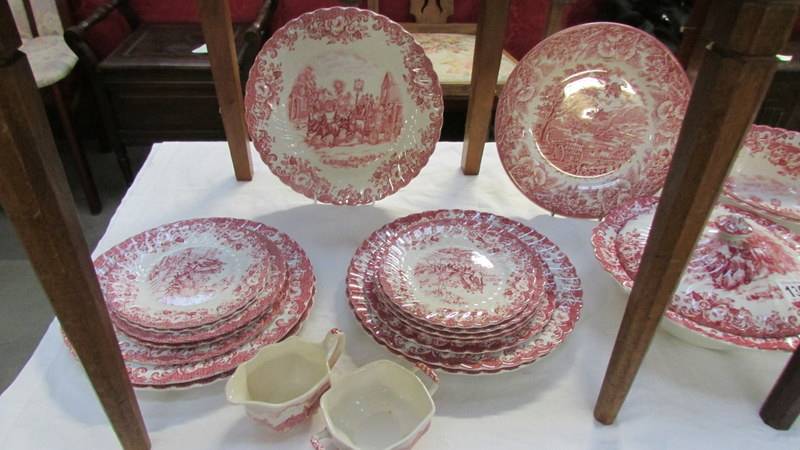 Approximately 26 pieces of Johnson Bros., pink and white dinner set. - Image 3 of 6