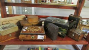 A selection of old boxes including inlaid, musical etc.