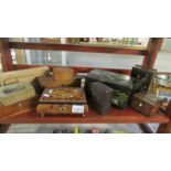 A selection of old boxes including inlaid, musical etc.