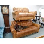 A brown leather 3 seat soaf and 2 seat sofa ****Condition report**** Both pieces