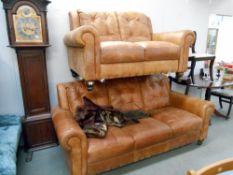 A brown leather 3 seat soaf and 2 seat sofa ****Condition report**** Both pieces