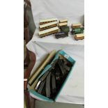 A quantity of model railway items including 2 locomotives, carriages, track etc.