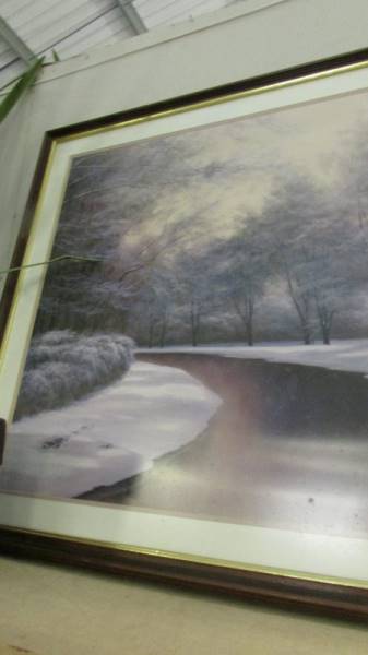 A framed winter scene. - Image 3 of 3