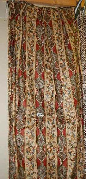 2 pairs of striped and paisley patterned curtains (pairs have different trim and curtain ribbon),