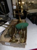 A mixed lot of brassware including coal scuttle.