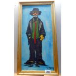 An Italian 20c oil on canvas 'The Sad Clown' signed J.Parera, Size including frame 56cm x 29.