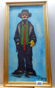 An Italian 20c oil on canvas 'The Sad Clown' signed J.Parera, Size including frame 56cm x 29.