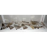 A Sheffield set of cutlery 45 pieces (missing 1 soup and 2 dessert spoons) plus other cutlery