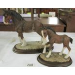 A Country Artists shire horse mare, No. CA198 together with a Country Artists shire horse foal.