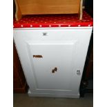 A painted pine kitchen cupboard, height 81cm, width 55cm approx.