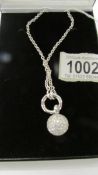 A Ti Sento Milano designed sparkling sphere white stone necklace, all silver stamped,