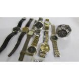 Seiko and Accurist chronograph wrist watch together with 9 other gent's quartz watches.
