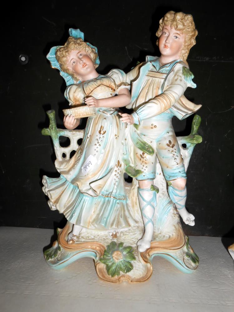 A large Victorian bisque figure group a/f, and a good lot of other figures, - Image 8 of 8