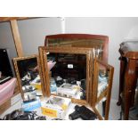 A gilt framed triple dressing table mirror (some minor chips in places) Height 49.