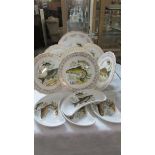 A selection of Gainsborough and Ridgway plates with fish decoration,