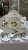 A selection of Gainsborough and Ridgway plates with fish decoration,
