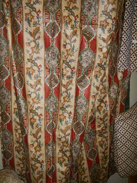 2 pairs of striped and paisley patterned curtains (pairs have different trim and curtain ribbon), - Image 2 of 2